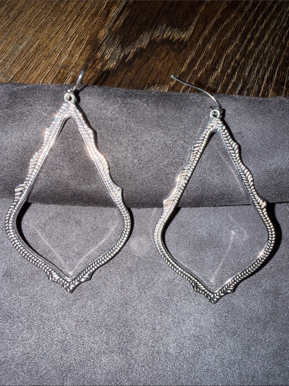 Kendra Scott Silver-Tone Decorative Openwork Teardrop Earrings